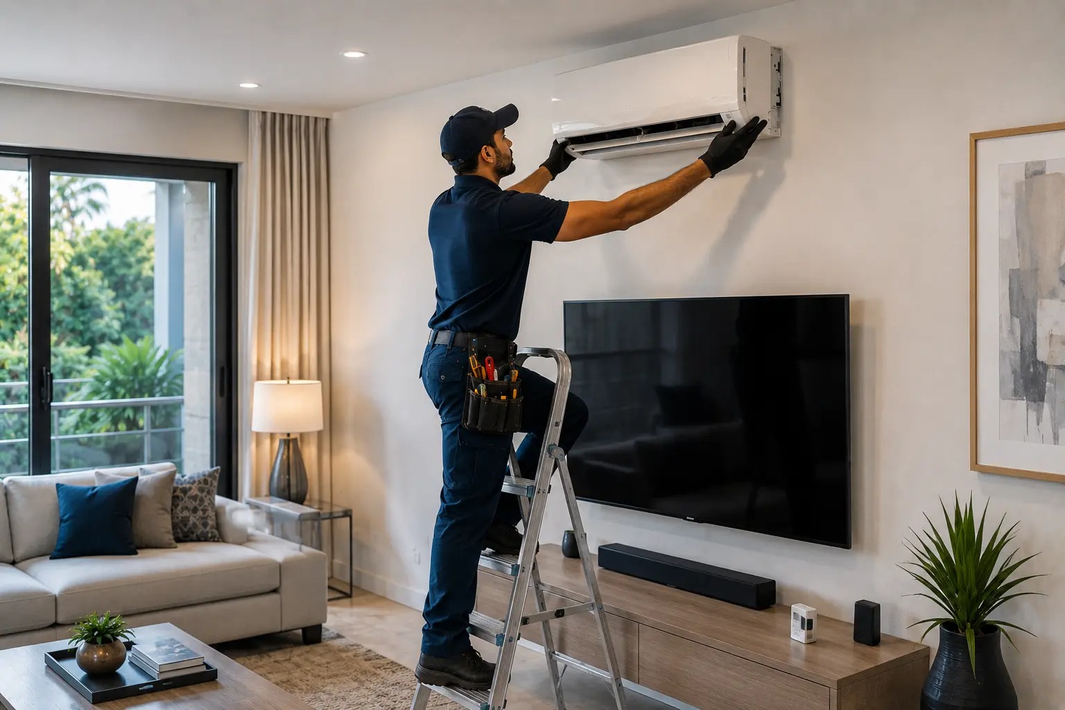 Split system air conditioner installation by licensed technician NSW